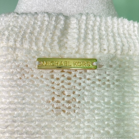 Michael Kors Bright White Crochet Fringe Open Front Cardigan (Size L) - Picture 9 of 14